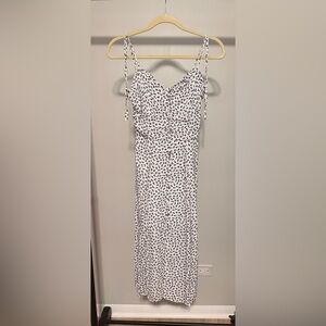 Blue and White Floral Chiffon Dress